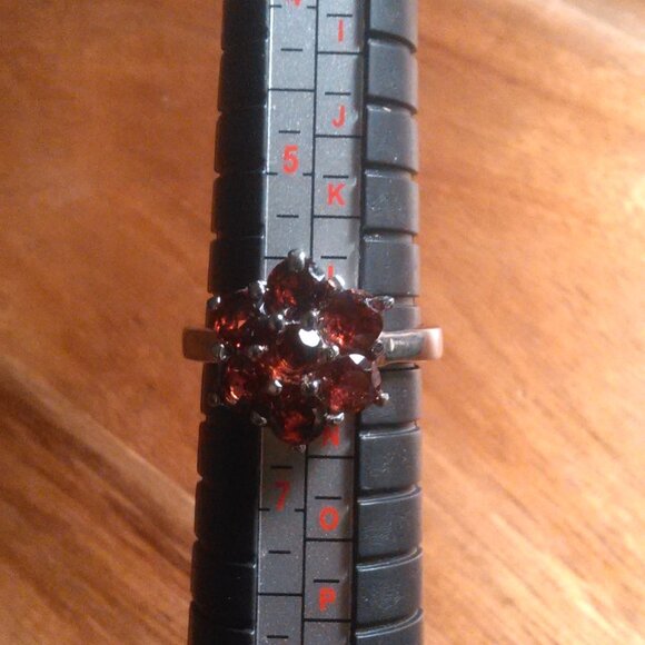 Mozambique Garnet Stainless Steel Floral Ring (Size 6) - Picture 5 of 15